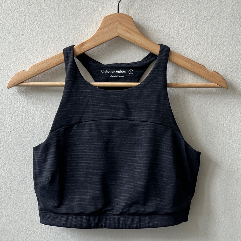 Outdoor Voices Black Crop Tank Sports Bra Size Small